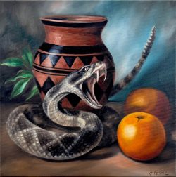 Still Life with Western Diamondback
By Amanda Atrostic